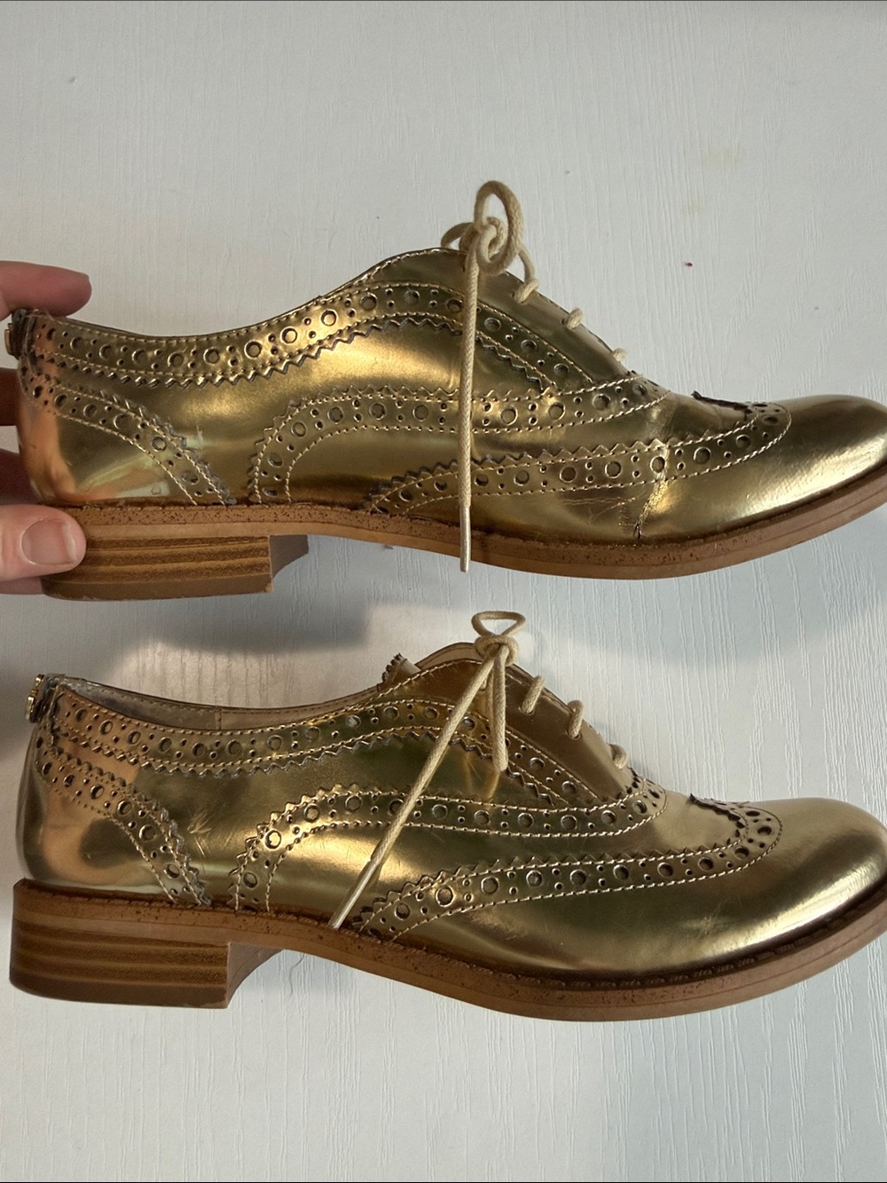 Sam Edelman Gold Leather Oxfords